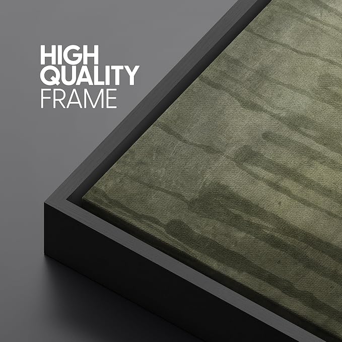 SIGNLEADER Framed Canvas Print Wall Art Set Olive Green Abstract Line Minimalist Earthy Illustrations Minimal Decorative Bohemian Nordic for Living Room, Bedroom, Office - 24"x36"x3 BLACK