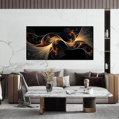 Ouzzlie Abstract Wall Art for Bedroom Black Canvas Wall Decor for Living Room Modern Picture Artwork Big Print Home Office 24" x 48"