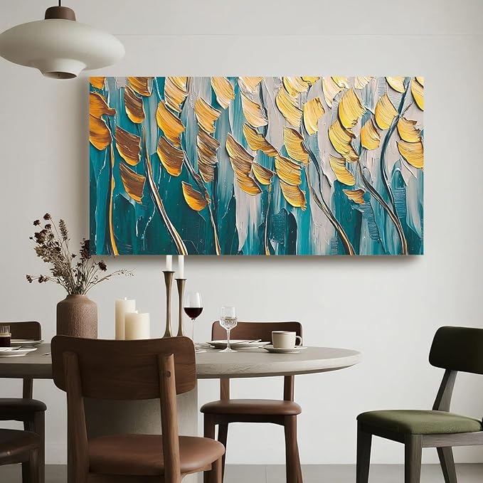 Iallbin Abstract Canvas Wall Art, Large Wall Art for Living Room, for Wall Modern Paintings Wall Decor Living Room (Abstract, Yellow and Blue, 58L x 29W)