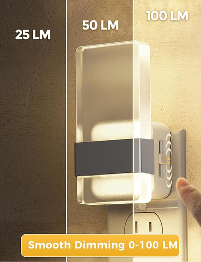 L LOHAS LED Night Light, Night Lights Plug Into Wall [2 Pack], Dusk-to-Dawn Sensor Decorative Night Light, 0-100LM Dimmable Nightlight, LED Acrylic Bright Nightlights for Bathroom, Hallway, Kitchen