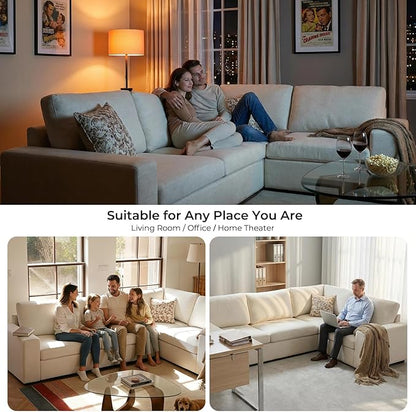ELUCHANG 113" V-Shaped Modular Sectional Sofa Couch, Modern 7-Seat Comfy Linen Deep Seat Sofa with Corner, Removable Cover, Easy Assembly, Large Sofas & Couches for Living Room, Office, Beige