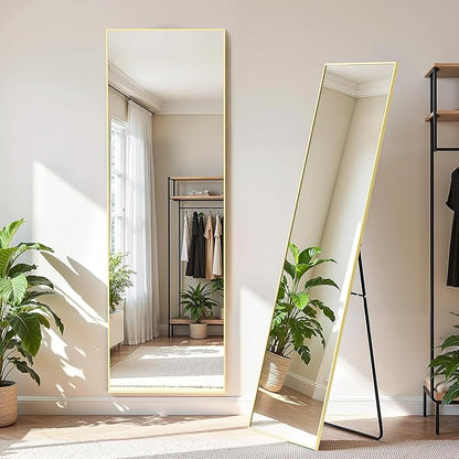 Simple Deluxe Full Length Mirror, 64"×21" Large Floor Mirrors, for Wall Door Bedroom Bathroom Living Room (Gold)