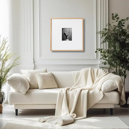 artisane home goods 25x25 Frame – Large White Oak Gallery Picture Frame With Mat for Wall, 25x25 Picture Frame for Gallery Walls, Oversized Square Frame, Matted to 8x10, 5x7 & 4x6