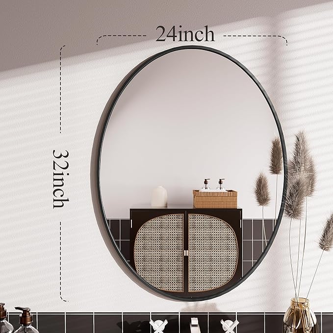 AUYHM Oval Mirrors,Oval Bathroom Mirrors,24x36 Mirror Bathroom Black,espejos decorativos de pared,Bathroom Mirrors for Over Sink(Black)