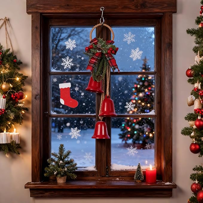 Christmas Bells Decorations Jingle Bell，Hanging Decorative for Door, Bedroom, Living Room,Tree Ornaments for Home Decor, Wreath, Door Hanging, Garland, Cluster Decorative Bells (Red)