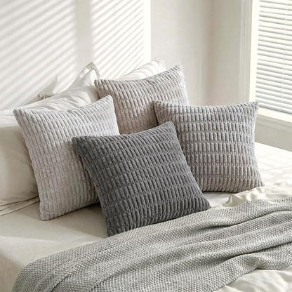 Fancy Homi 4 Packs Decorative Throw Pillow Covers for Living Room Couch Bed, Modern Farmhouse Boho Home Décor Accent Cushion Case, 18" x 18", Grey Series