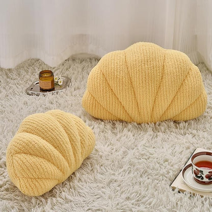 Shell Pillow, Soft Decorative Pillows for Bed Couch, Seashell Plush Throw Pillow Aesthetic Home Decor Cushion for Bedroom Living Room (Yellow, 14 X 11 Inches)