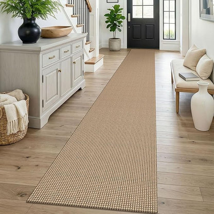 KOZYFLY Boho 2x16 Runners Rugs for Hallway, Extra Long Washable Runner Rug, Woven Non Slip Kitchen Runner, Cotton Entryway Rug, Floor Carpet for Entry, Aisle, Hall, Orange Beige/Tan/Brown
