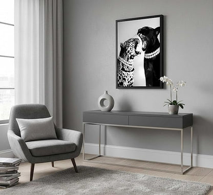 Framed Black and White Cheetah Canvas Wall Art Vintage Trendy Wild Leopard Painting Picture Wall Decor Poster Print Artwork for Bedroom Living Room Apartment Home Decoration