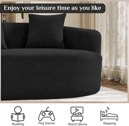 131" Oversized Sectional Sofa for Living Room, Modern Luxury Plush Chenille 4-Seater Extra Deep & Wide Seat Curved Cloud Couch with 4 Throw Pillows, No Assembly Needed (Black)