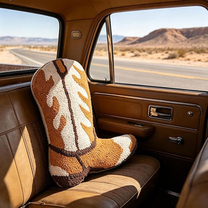 Moorfowl Cowboy Boot Throw Pillow Single-Sided Cute Novelty Accent Pillows Decorative Boot Shaped Stuffed Cushion for Bed Couch Chair Sofa (Yellow)