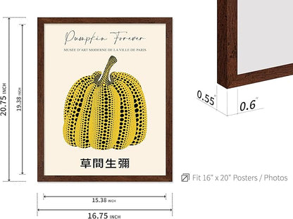 Poster Master Vintage Poster - Retro Pop Art Print - Gift for Artist, Friend - Pumpkin Forever, Black Dot, Modern, Abstract - Wall Decor for Home, Office, 16x20 Brown Framed