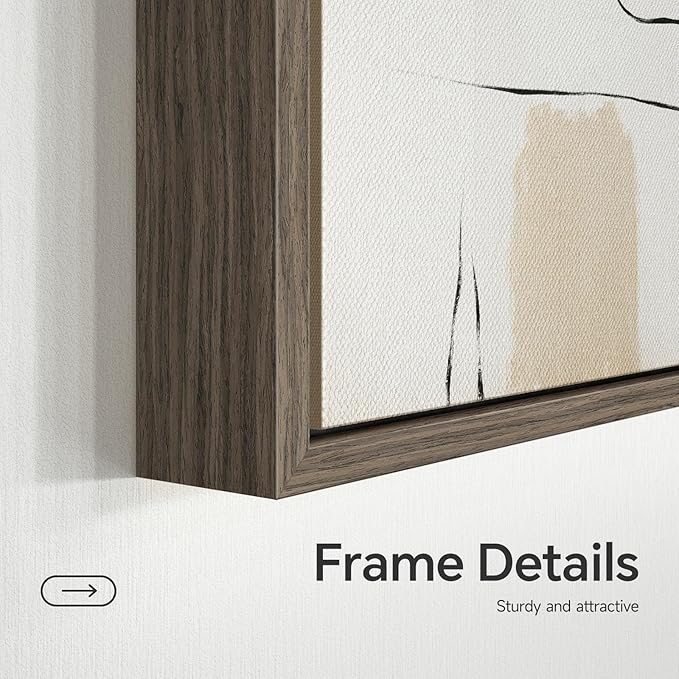 Framed Grey White Abstract Wall Art for Living Room, 3 Piece Large Gold Neutral Canvas Prints Artwork for Walls, Gray Modern Minimalist Paintings Pictures for Home Office Hallway Wall Decor, 24X36 In