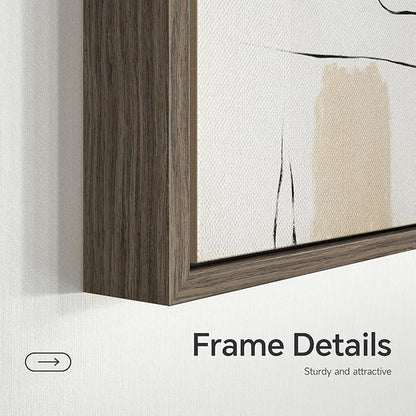 Framed Grey White Abstract Wall Art for Living Room, 3 Piece Large Gold Neutral Canvas Prints Artwork for Walls, Gray Modern Minimalist Paintings Pictures for Home Office Hallway Wall Decor, 24X36 In