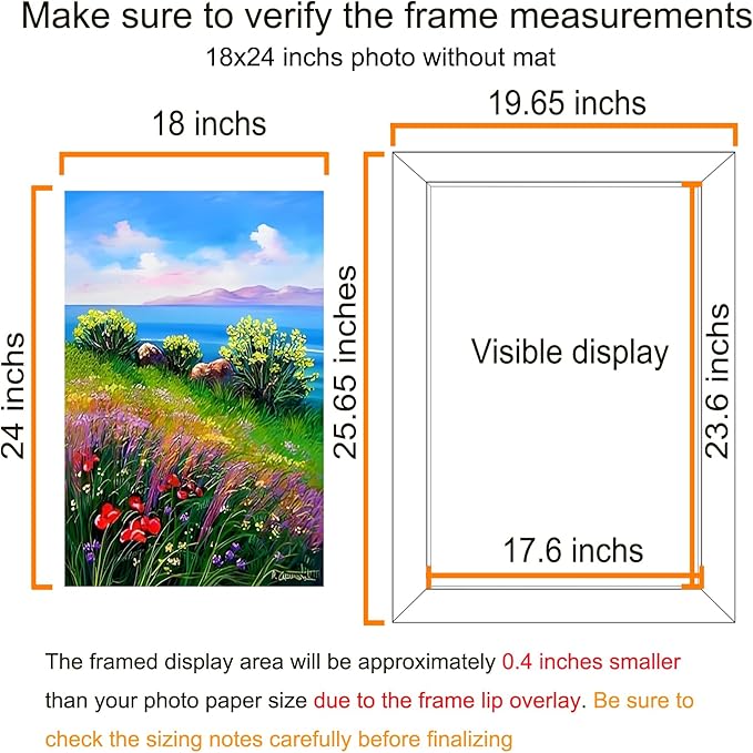 BESCRCL 18x24 Picture Frames Black Set of 6, Poster Frame Display Photo 16x20 or 18x24 without Mat, Wall Hanging Frame with Plexiglass