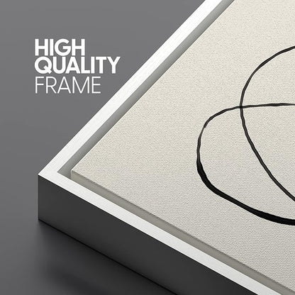 SIGNLEADER Framed Canvas Print Wall Art Set Duotone Geometric Spiral Ring Circle Collage Abstract Shapes Illustrations Modern Art Boho Decorative for Living Room, Bedroom, Office - 16"x24"x3 WHITE