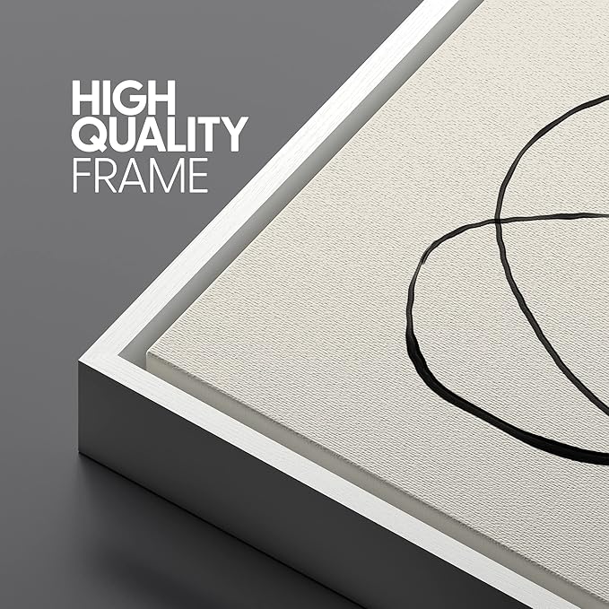 SIGNLEADER Framed Canvas Print Wall Art Set Duotone Geometric Spiral Ring Circle Collage Abstract Shapes Illustrations Modern Art Boho Decorative for Living Room, Bedroom, Office - 24"x36"x3 WHITE