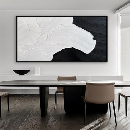 Tarfupth Black and White Abstract Wall Art for Living Room Hand-Painted Large Abstract Wave Oil Paintings Textured Artwork for Bedroom Office Home Decor 39x79 Inch