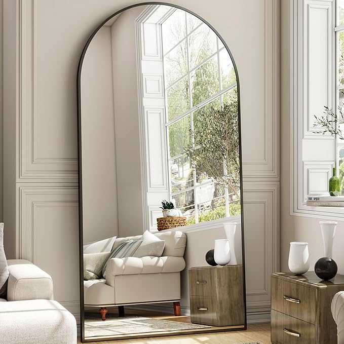 Easly 41"x81" Extra Large Arched Full Length Mirror - Leaning Mirror Arch Wall-Mounted Mirrors - Aluminum Alloy Frame Modern Simple Home Decor - for Living Room Bedroom Cloakroom