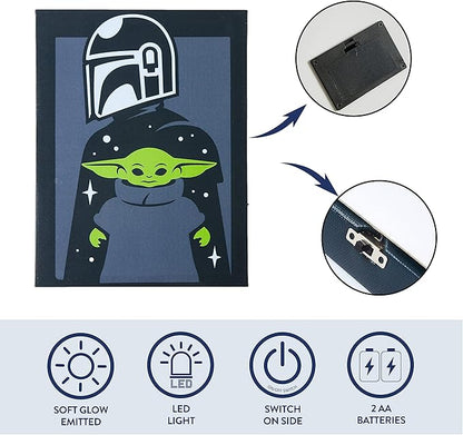 Star Wars: The Mandalorian featuring The Child LED Canvas Wall Art, 15.75"x11.5"