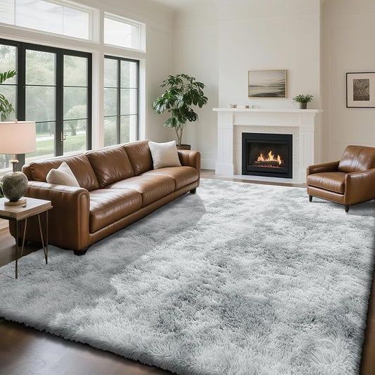 yongyangjuxin Fluffy Rug Shag Area Rug, Mottling Grey 9x12 Area Rugs for Living Room, Large Shag Area Rugs for Bedroom Kids Room Home Decor, Upgrade Anti-Skid Rectangular Fuzzy Rugs