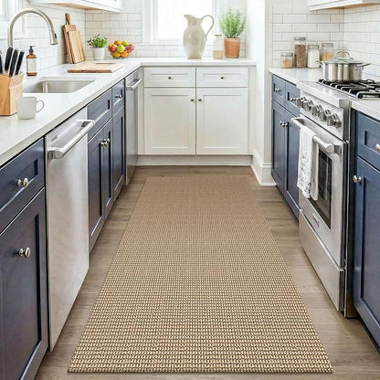 KOZYFLY Washable 3x4 Woven Entry Area Rug, Braided Throw Rugs for Entryway, Non Slip Door Mat Indoor Outdoor Entrance, Front Porch Foyer Carpet for Kitchen, mudroom, Bathroom, Orange Beige/Tan/Brown