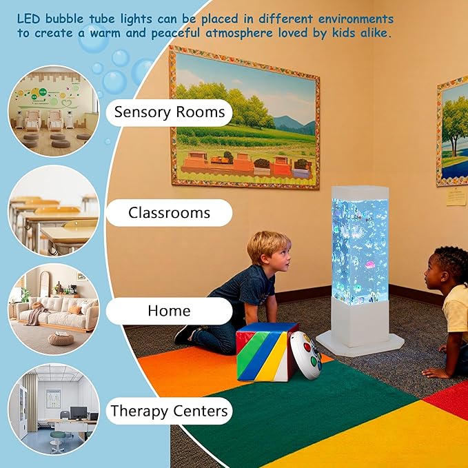 Bubble Tube Floor Lamp – Works with Various Controllers, Color-Changing Aquarium Mood Light for Visual Stimulation & Relaxation in Home, Sensory Rooms & Therapy Clinics (32Inch Bubble Lamp)