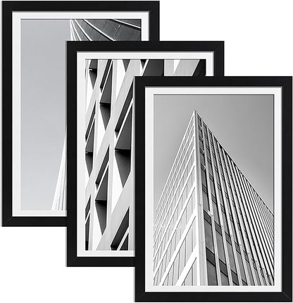 ELSKER&HOME 13x19 Picture Frame Black 3 Pack, Display Poster 11x17 with Mat or 13x19 without Mat, Horizontal and Vertical Wall Mounting