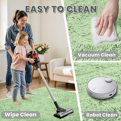 6x9 Area Rugs for Living Room Rug: Soft Fluffy Shag Mint Green Rugs for Bedroom, Non-Slip Large Fuzzy Plush Rug Indoor Floor Carpet for Nursery Kids Boys Girls Room, Dorms, Playroom, Modern Home Decor