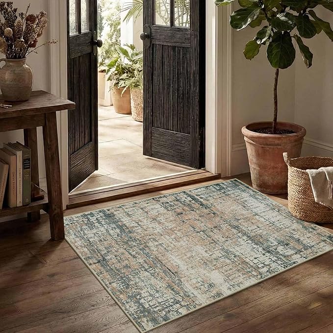 Rugxara 2x3 Entryway Rug,Door Mat Indoor Entrance, Washable Non Slip Kitchen Bathroom Rugs, Ultra-Thin Throw Small Rug for Front Door, Moss