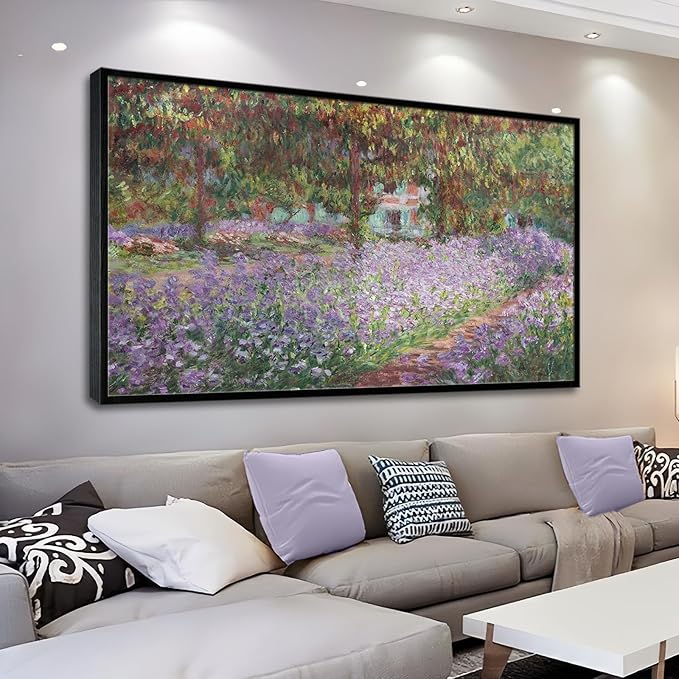 Irises in Monet's Garden, 1900 by Claude Monet - Large Canvas Art Wall Decor Painting Print Framed -24" x 36"