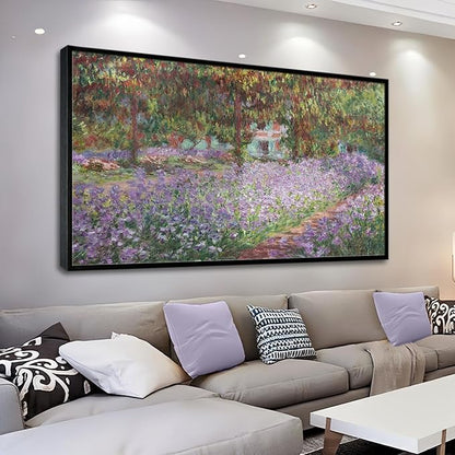 Irises in Monet's Garden, 1900 by Claude Monet - Large Canvas Art Wall Decor Painting Print Framed -24" x 36"