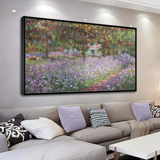 Irises in Monet's Garden, 1900 by Claude Monet - Large Canvas Art Wall Decor Painting Print Framed -24" x 36"