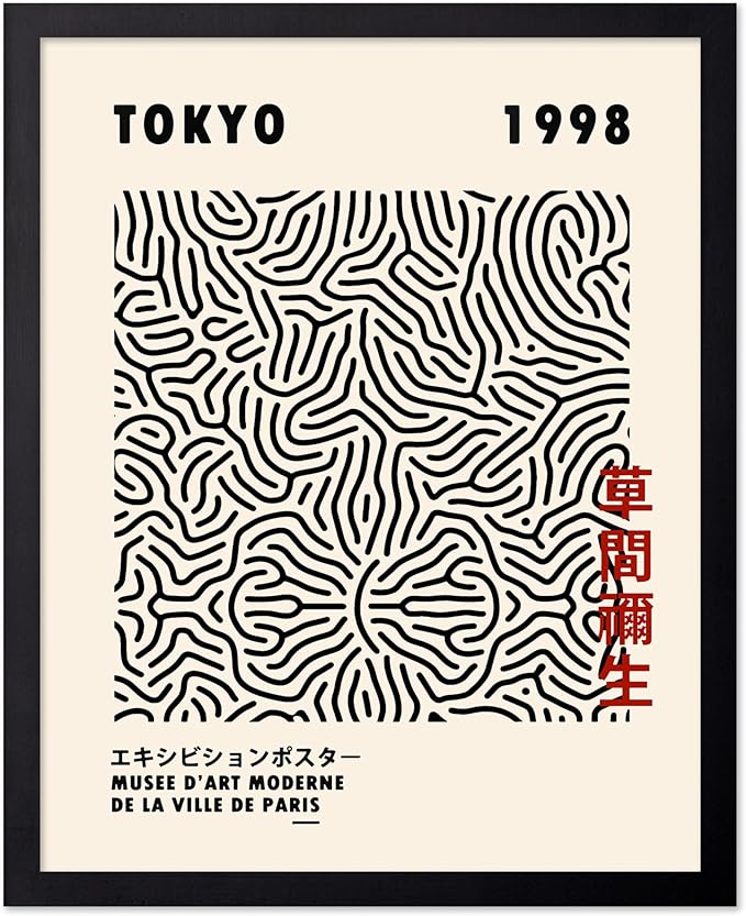 Poster Master Vintage Poster - Retro Pop Art Print - Gift for Artist, Friend - Nets, Tokyo, Black, Modern, Abstract Line - Wall Decor for Living Room, Office, 18x24 Unframed Wall Art