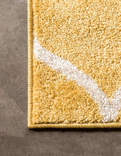Unique Loom Trellis Frieze Collection Area Rug - Rounded (4' 1" x 6' 1", Yellow/ Ivory)
