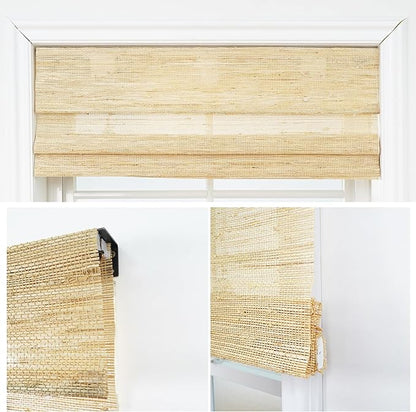 Motorized Bamboo Roman Shades, Motorized Blinds with Remote Compatible with Homekit, Alexa GoogleHome, Smart Wood Woven Shades for Indoor Windows, Customize, Driftland