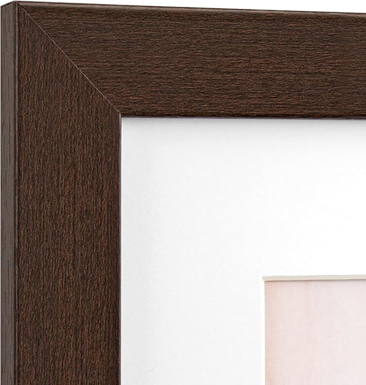 Momentworth 11x14 Picture Frame with Mat for 8x10 Set of 4, Walnut Wood Grain 11 x 14 Dark Brown Gallery Wall Picture Frames for Wall Mounting(4 Pack, Walnut)