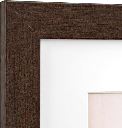 Momentworth 16x20 Picture Frame with Mat for 11x14 Set of 3, Dark Brown Wood Grain 16x20 Frames for Wall Mounting (3 Pack, Walnut)