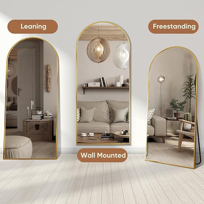 Full Length Mirror, 71"x28" Oversized Arched Mirror Large Standing Mirrors, Tall Mirrors Body Floor Mirror for Bedroom Living Room Aluminum Frame, Gold