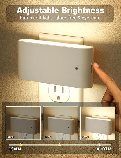 JandCase LED Night Lights Plug into Wall, Night Light with Dusk to Dawn Light Sensor, Dimmable Night Light Plug in [2 Pack], 3000K Soft White Nightlight for Bedroom Hallway Kids Room Kitchen