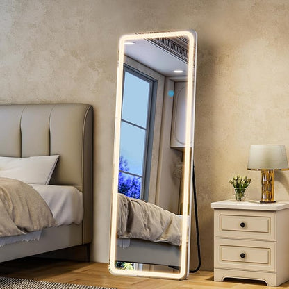 Full Length Mirror with LED Lights, LED Mirrors Full Length Floor Mirror Full Body Mirror for Bedroom Wall Mounted Free Standing (Rectangle, 71" L×26" W)