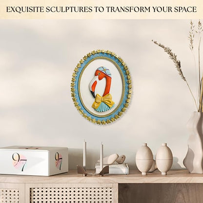 97 Decor Flamingo Wall Sculptures Home Decor - Oval Frame Vintage Animal Wall Art, Trendy Flamingo Decor For Bedroom Dorm, Cute Girl Room Decorations