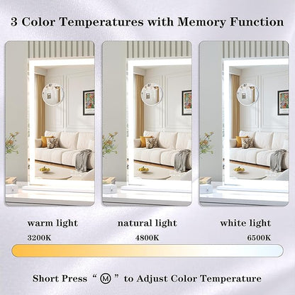 ANYHI Makeup Mirror with Lights, 24"x20.5" Lighted Vanity Mirror with 10X Magnifying, 3 Color Modes, Dimmable, Smart Touch Control, Memory Function, USB Charging Port, Tabletop/Wall Mount, White