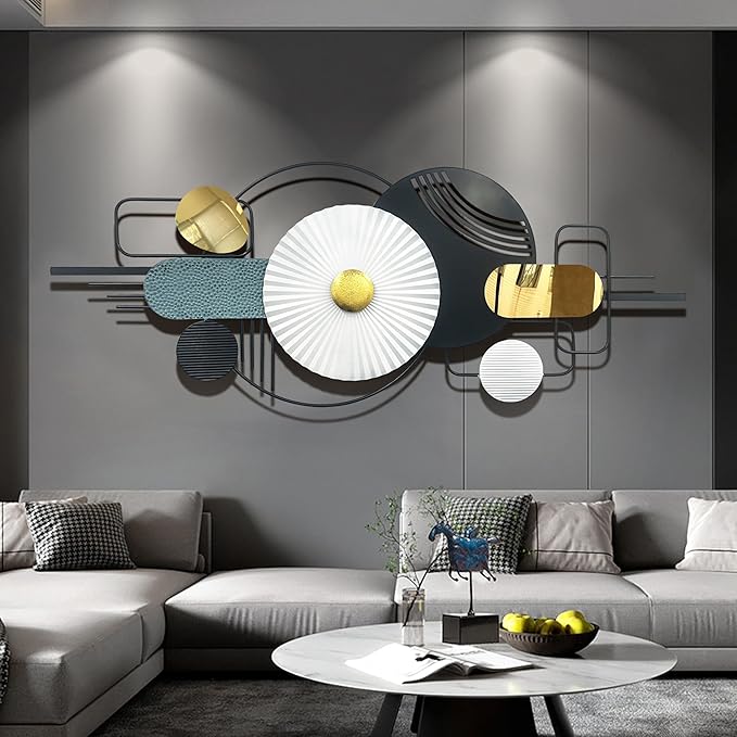 HAVFIFK Modern Metal Wall Art - Black & Gold Abstract Geometric Sculptures for Living Room, Dining Room, Bedroom & Bathroom12
