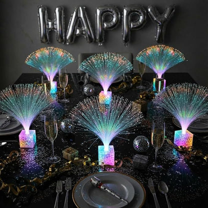 Amylove 16 Pcs Mini Fiber Optic Lamp Bulk LED Light Color Changing Table Centerpiece Glow in The Dark Party Favors Supplies for Wedding Graduation Prom Birthday Disco Dance Decorations (9 Inch)