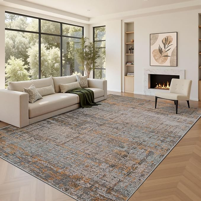Rugxara Area Rugs 8x10,Large Soft Rugs for Living Room, Washable,Modern Abstract Rugs for Bedroom Dining Room, Non-Slip Foldable Thin Indoor Carpet Stain Resistant(Taupe)
