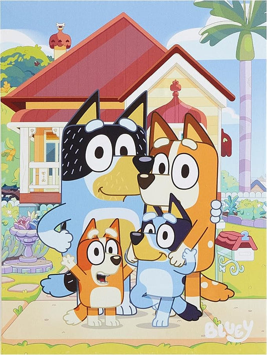 Bluey LED Wall Art for Kids,11.5 x 15.75 Inch Light-Up Canvas Décor with Hanging Hooks, Battery Operated Night Light for Toddlers & Children’s Bedrooms or Playrooms