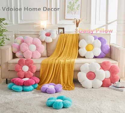 Flower Pillow,Flower Throw Pillow 19.6In Daisy Pillow Cute Flower Shaped Decorative Pillow Cushion Home Decor Cushion for Sofa Couch Bed Reading Tent.