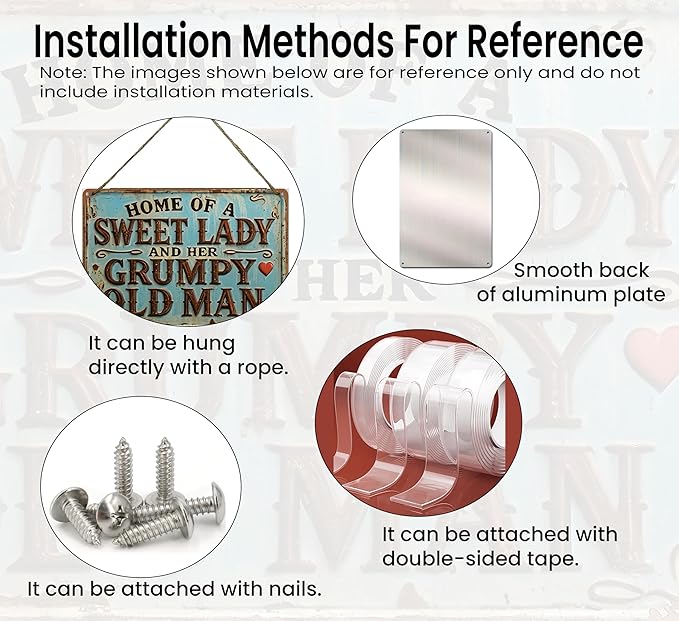 Vintage patio Metal Signs Sweet Lady Grumpy Old Man Tin Sign Vintage Farmhouse Metal Sign Decor Retro Rusticfor Tin Signs Farmhouse Home Kitchen Farm Garden 8x12inch