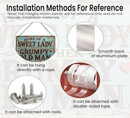 Vintage patio Metal Signs Sweet Lady Grumpy Old Man Tin Sign Vintage Farmhouse Metal Sign Decor Retro Rusticfor Tin Signs Farmhouse Home Kitchen Farm Garden 8x12inch
